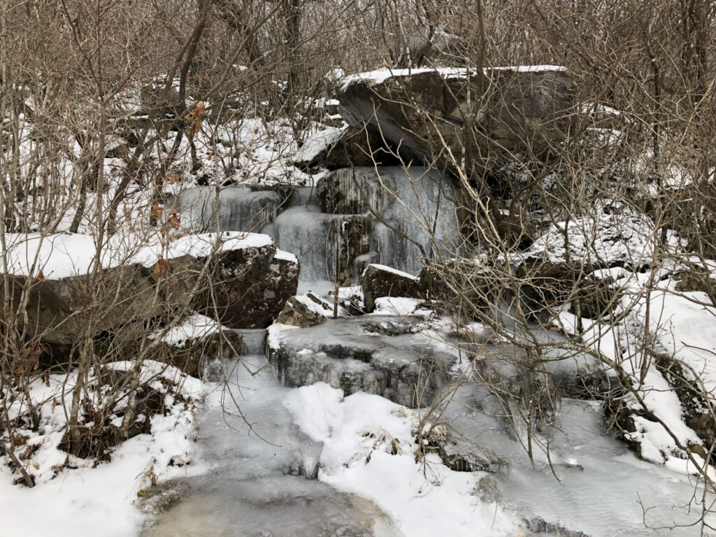 Frozen water stream in Mudeungsan