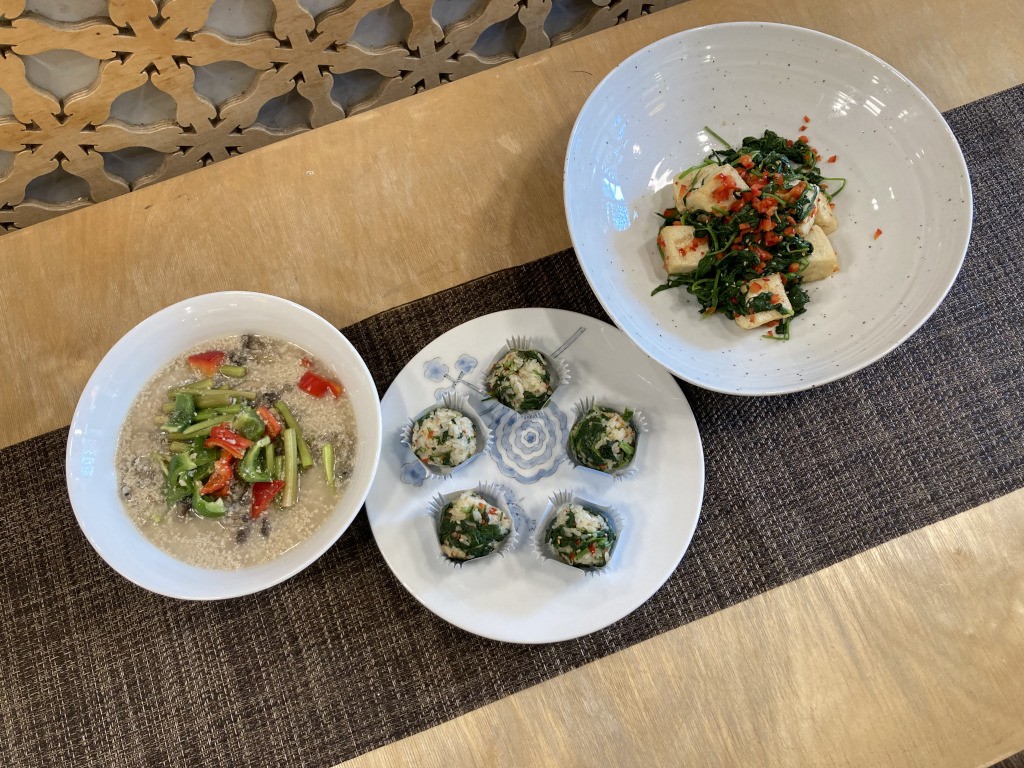 Korean temple food cooking with spring vegetables 